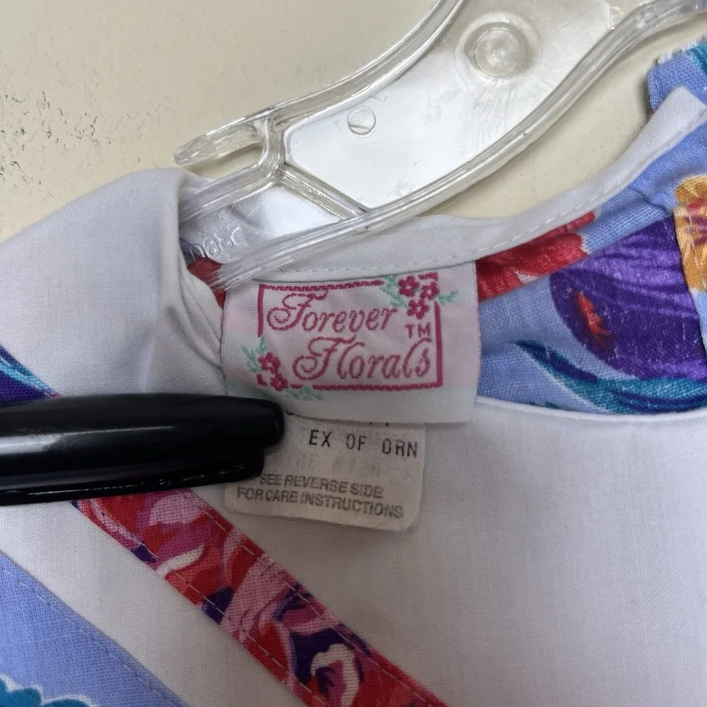 Vintage‎ Forever Florals Dress Drop Waist Bow Bib Blue Pink Flowers Girls 7
